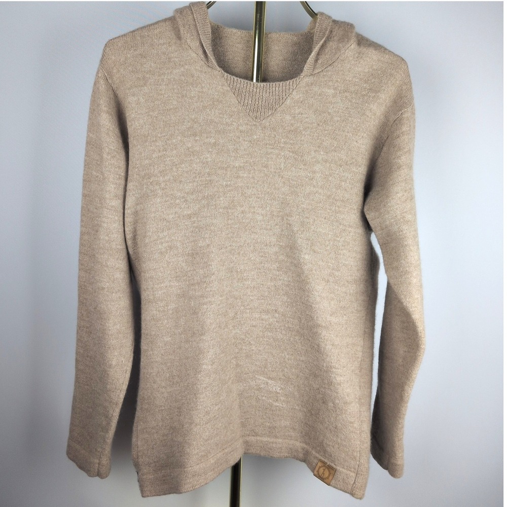 Paka Unisex – The Hoodie Large Pebble Royal Alpaca Blend Handmade Knit Sweater